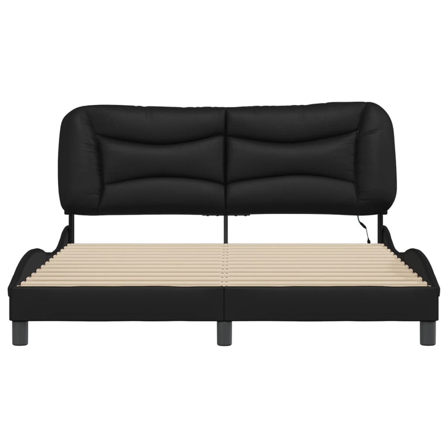 Bedframe met LED-verlichting kunstleer zwart 160x200 cm