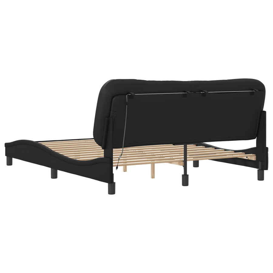 Bedframe met LED-verlichting kunstleer zwart 160x200 cm