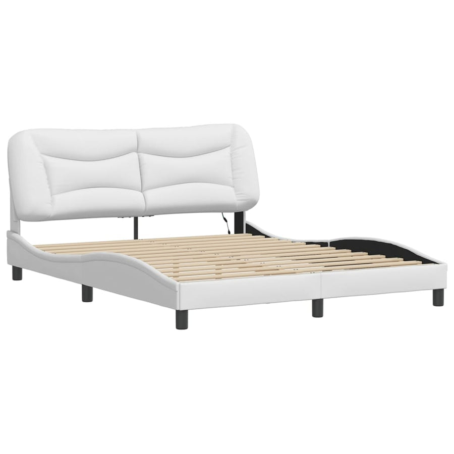 Bedframe met LED-verlichting kunstleer wit 160x200 cm