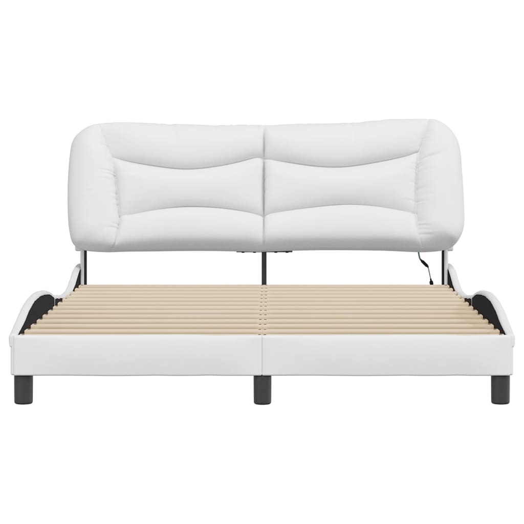 Bedframe met LED-verlichting kunstleer wit 160x200 cm
