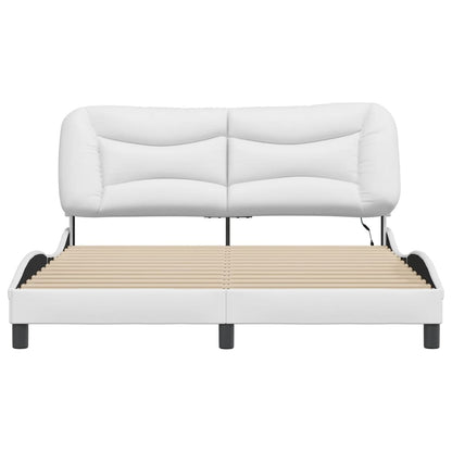 Bedframe met LED-verlichting kunstleer wit 160x200 cm
