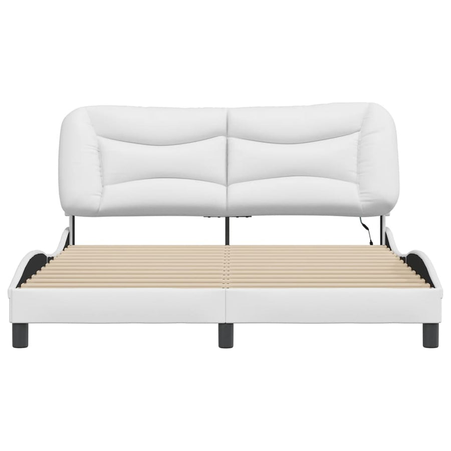 Bedframe met LED-verlichting kunstleer wit 160x200 cm