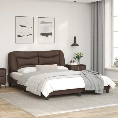 Bedframe met LED-verlichting kunstleer bruin 160x200 cm