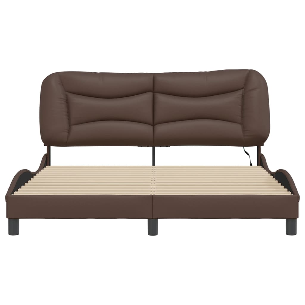 Bedframe met LED-verlichting kunstleer bruin 160x200 cm