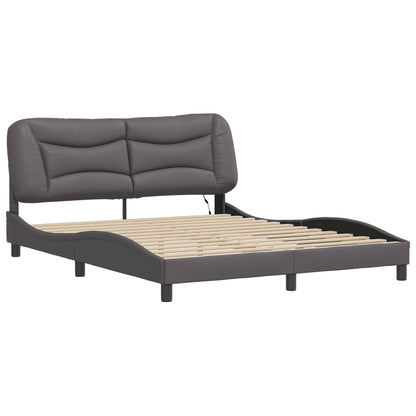 Bedframe met LED-verlichting kunstleer grijs 160x200 cm