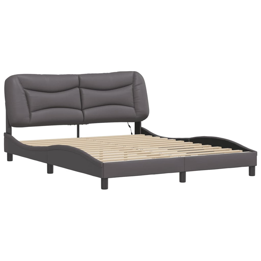 Bedframe met LED-verlichting kunstleer grijs 160x200 cm