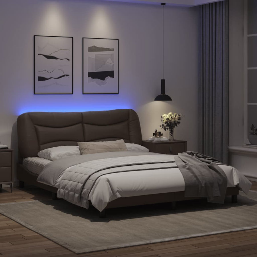 Bedframe met LED-verlichting kunstleer grijs 160x200 cm