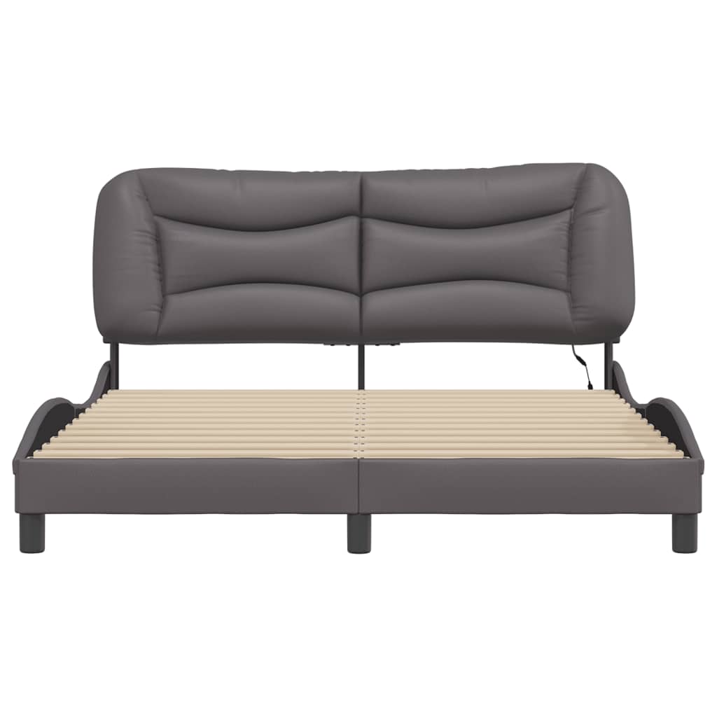 Bedframe met LED-verlichting kunstleer grijs 160x200 cm