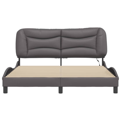 Bedframe met LED-verlichting kunstleer grijs 160x200 cm