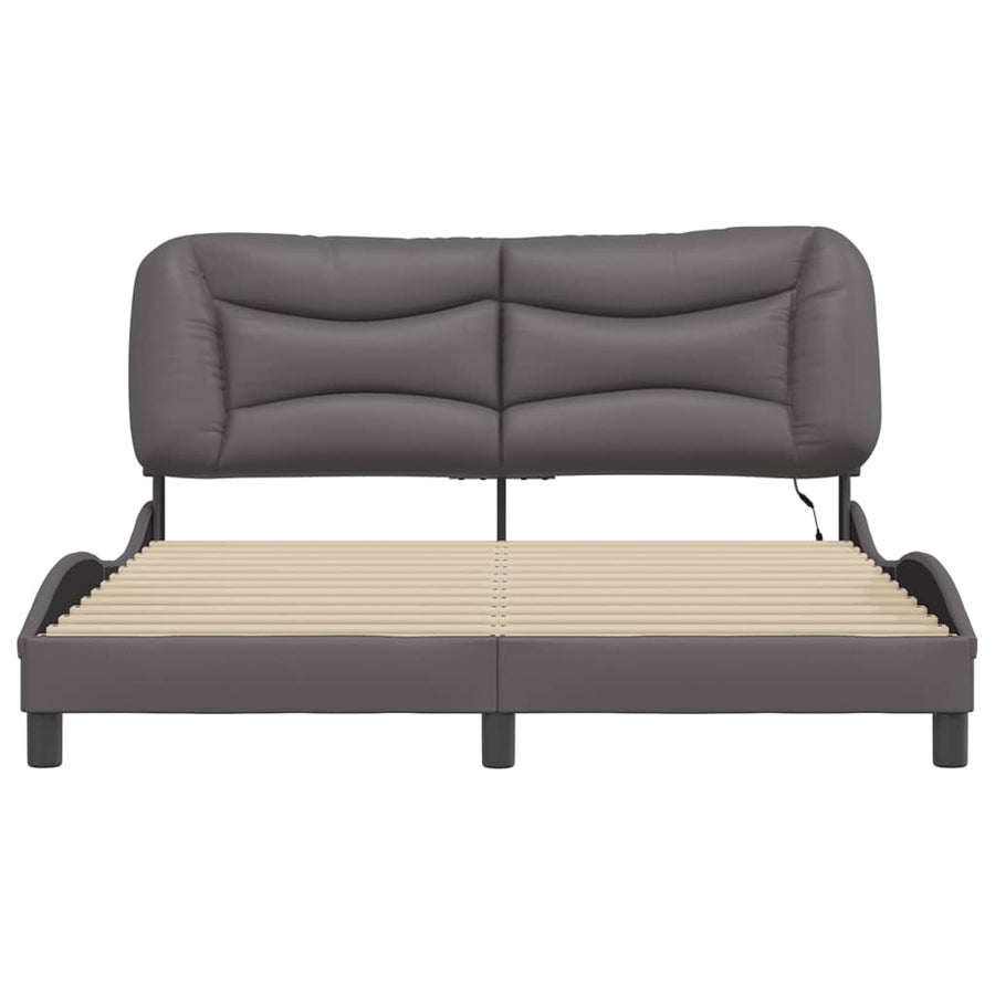 Bedframe met LED-verlichting kunstleer grijs 160x200 cm