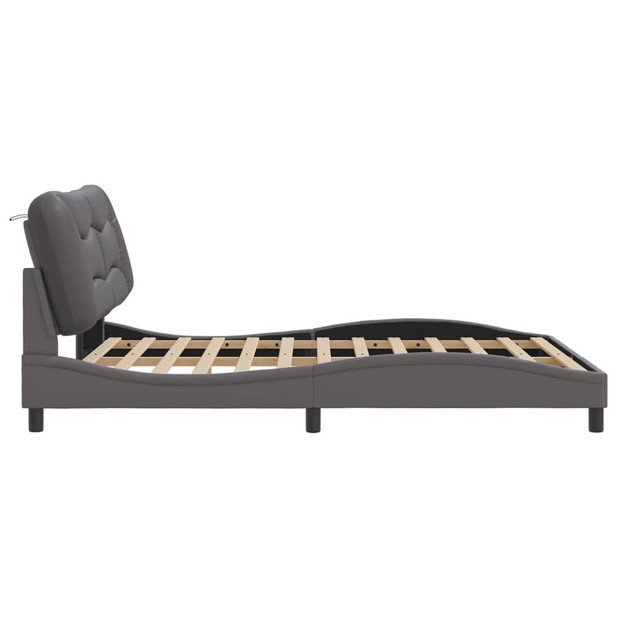 Bedframe met LED-verlichting kunstleer grijs 160x200 cm