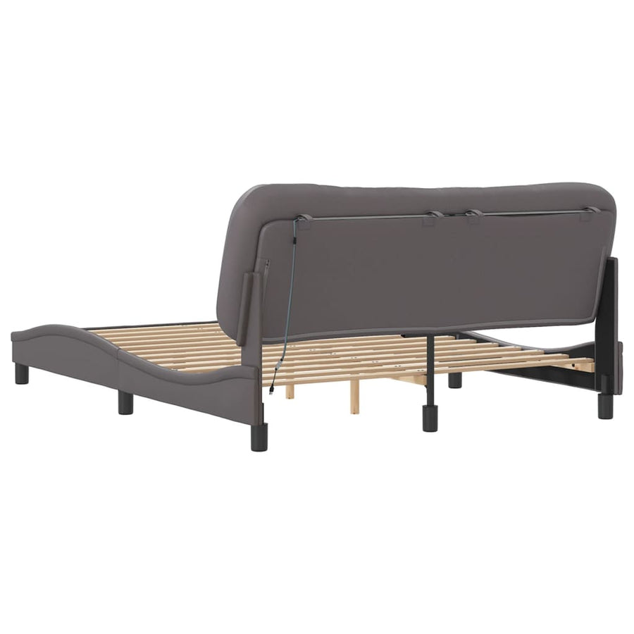Bedframe met LED-verlichting kunstleer grijs 160x200 cm