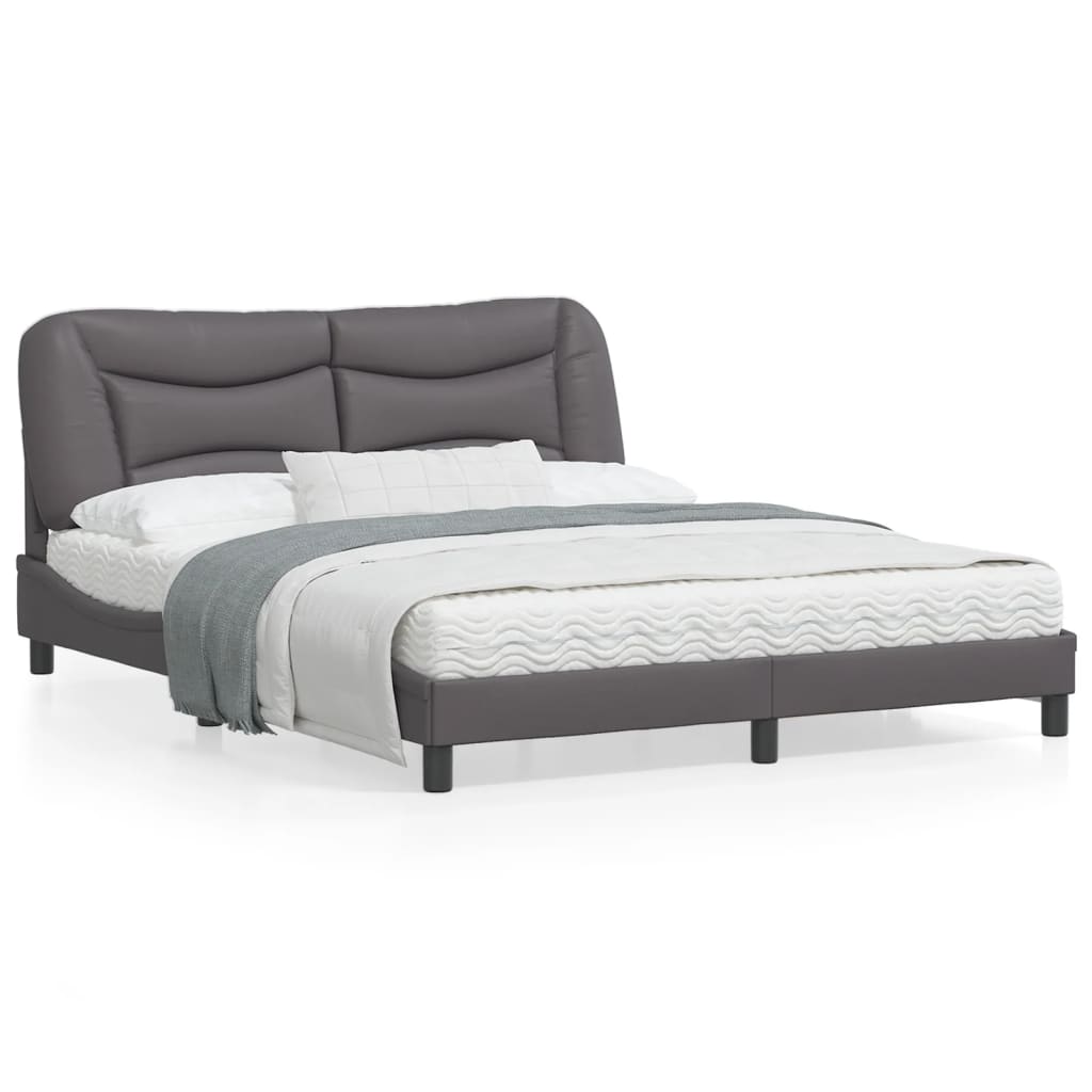 Bedframe met LED-verlichting kunstleer grijs 160x200 cm