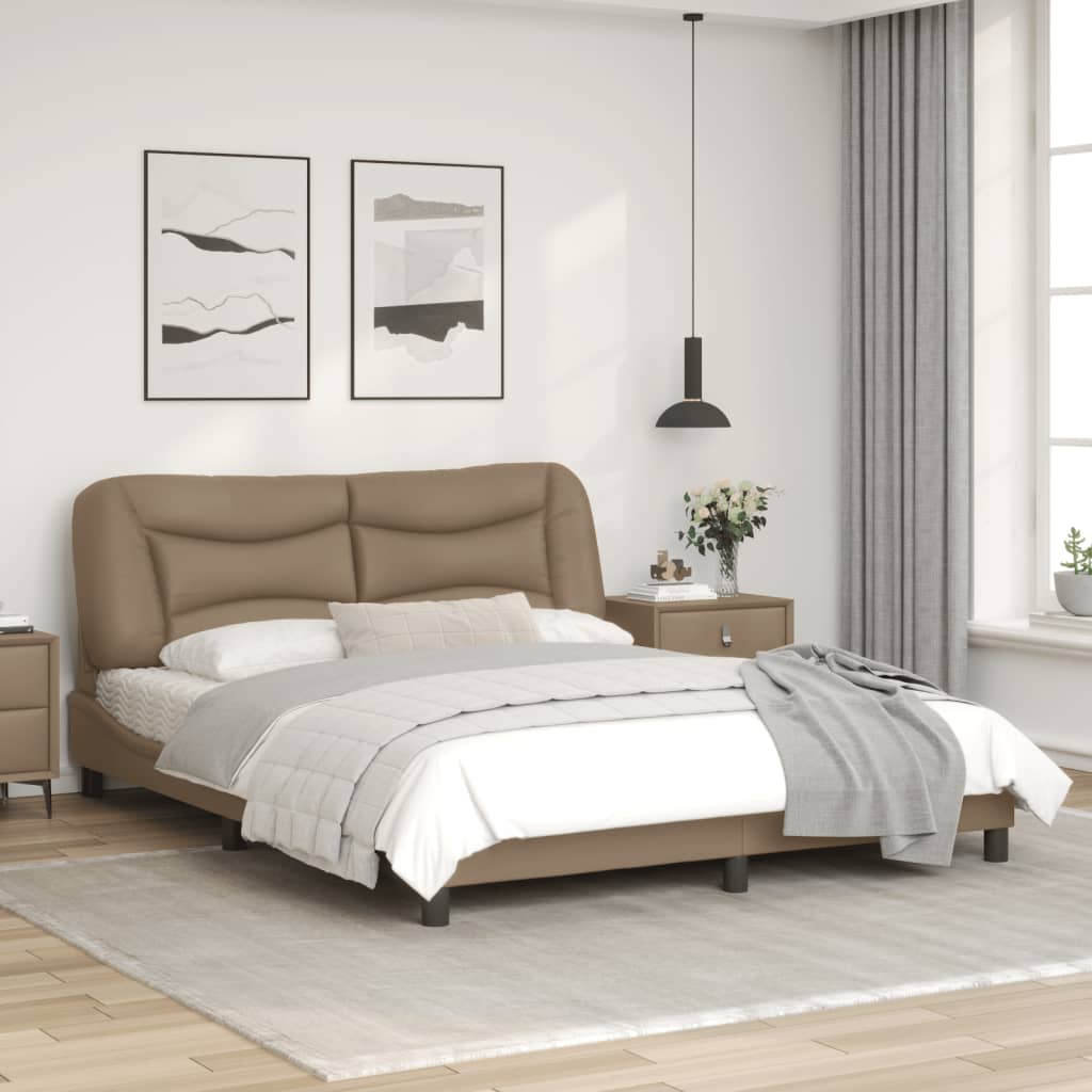 Bedframe met LED-verlichting kunstleer cappuccino 160x200 cm