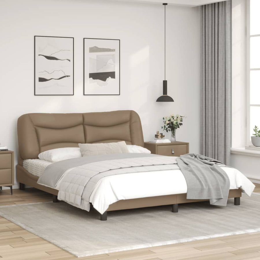 Bedframe met LED-verlichting kunstleer cappuccino 160x200 cm