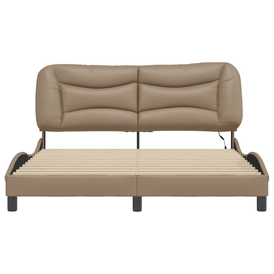Bedframe met LED-verlichting kunstleer cappuccino 160x200 cm