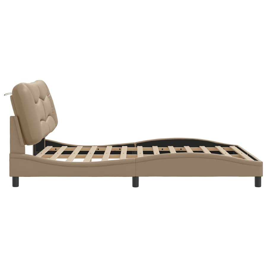 Bedframe met LED-verlichting kunstleer cappuccino 160x200 cm