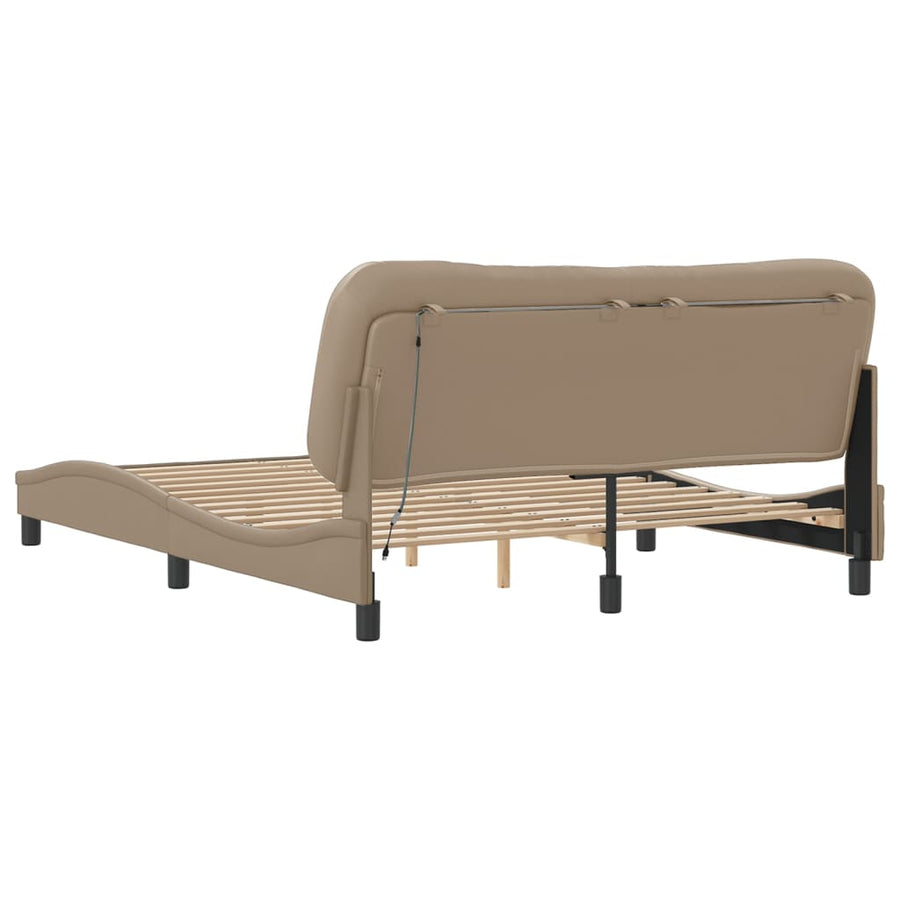 Bedframe met LED-verlichting kunstleer cappuccino 160x200 cm