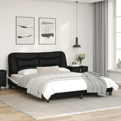 Bedframe met LED-verlichting kunstleer zwart en wit 160x200 cm