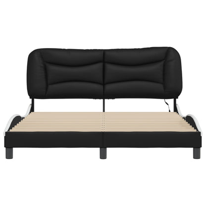 Bedframe met LED-verlichting kunstleer zwart en wit 160x200 cm