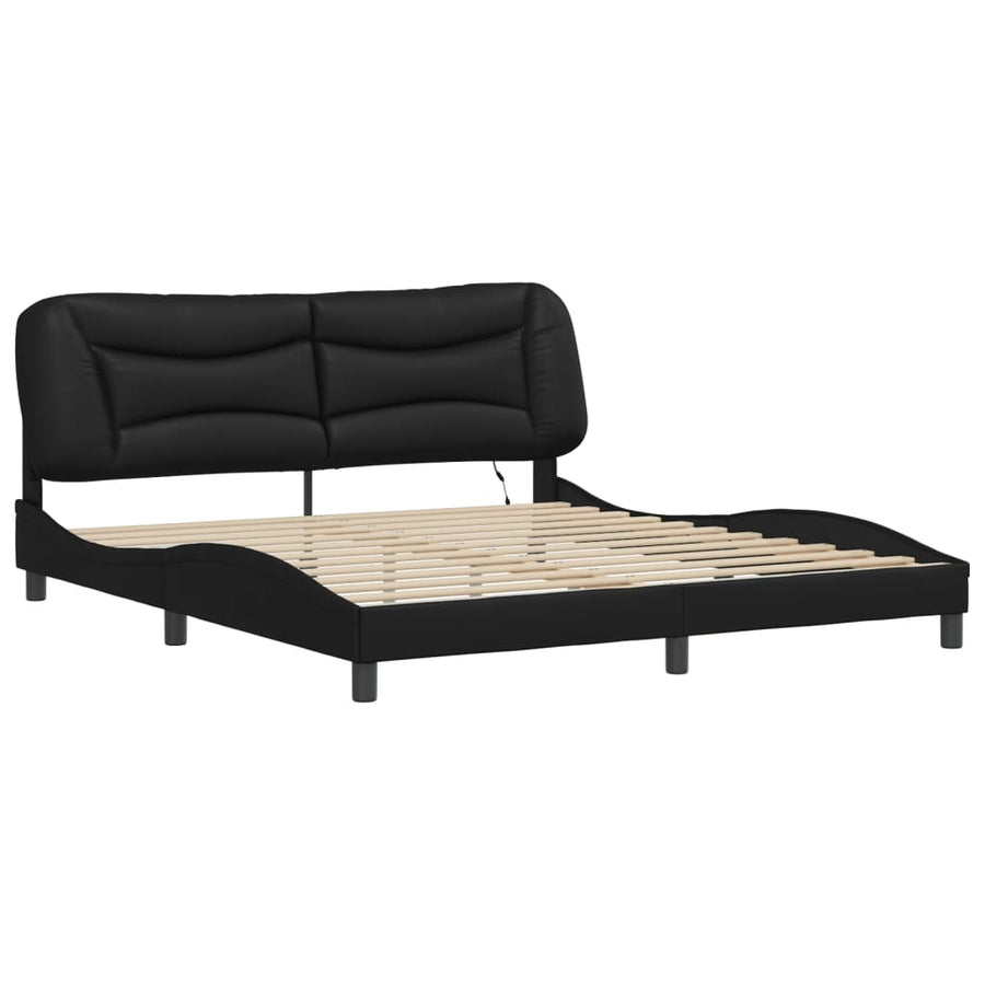 Bedframe met LED-verlichting kunstleer zwart 180x200 cm