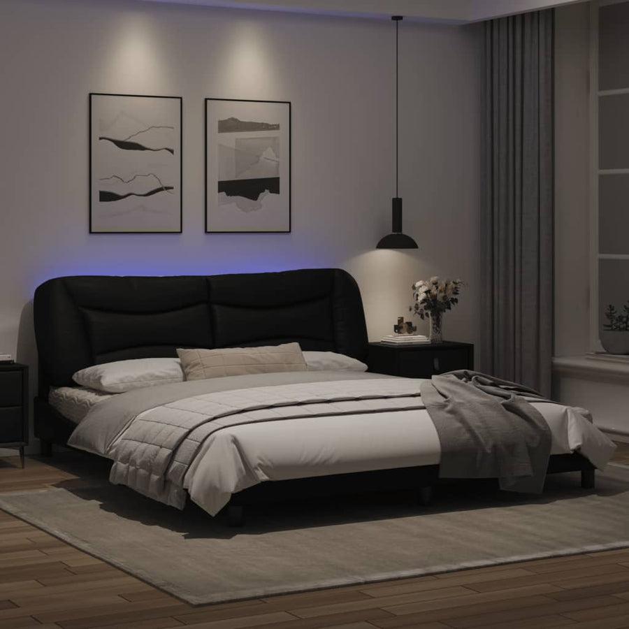 Bedframe met LED-verlichting kunstleer zwart 180x200 cm