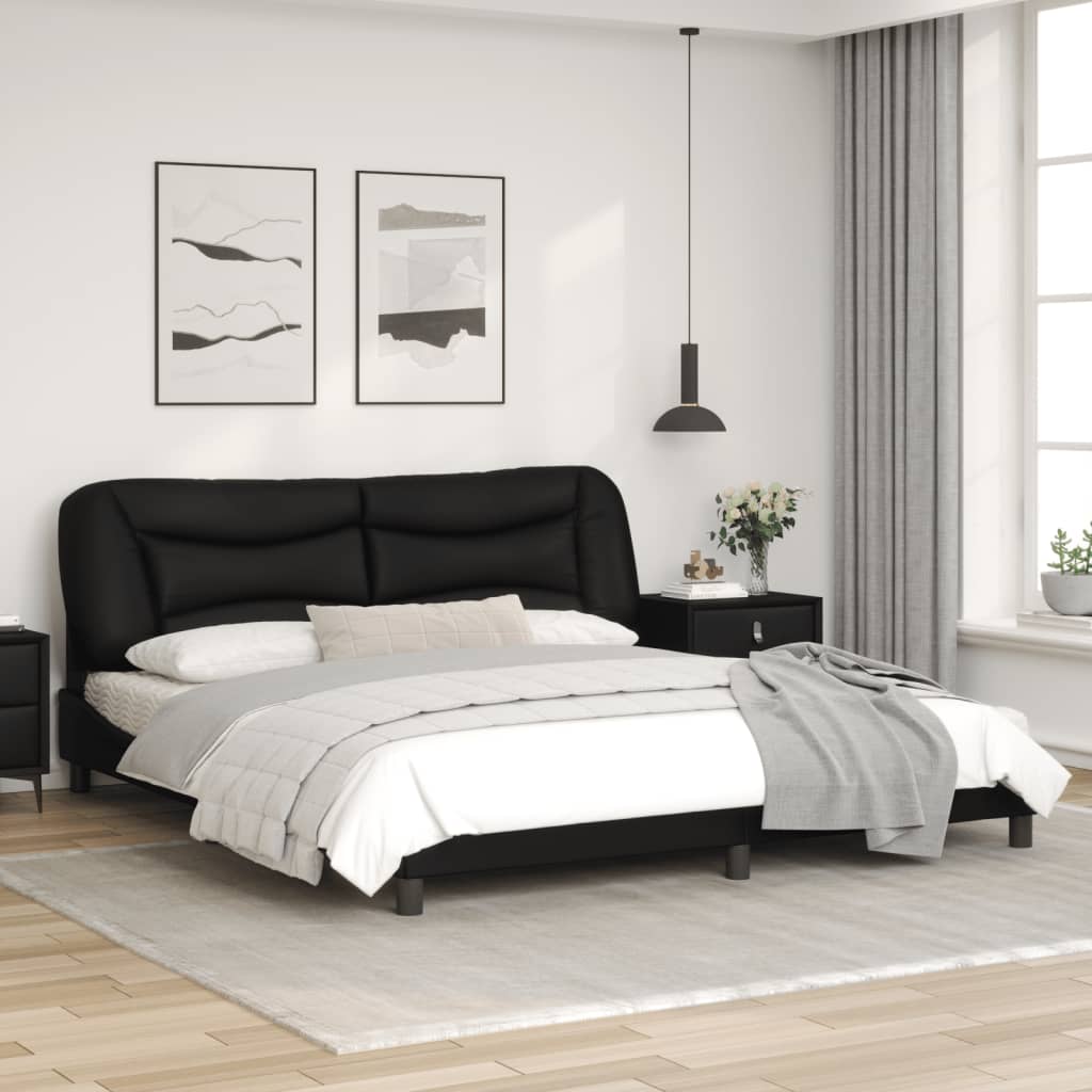Bedframe met LED-verlichting kunstleer zwart 180x200 cm