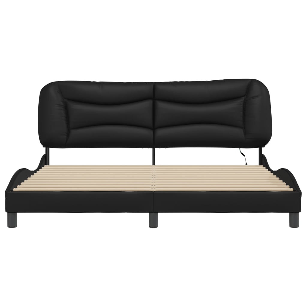 Bedframe met LED-verlichting kunstleer zwart 180x200 cm