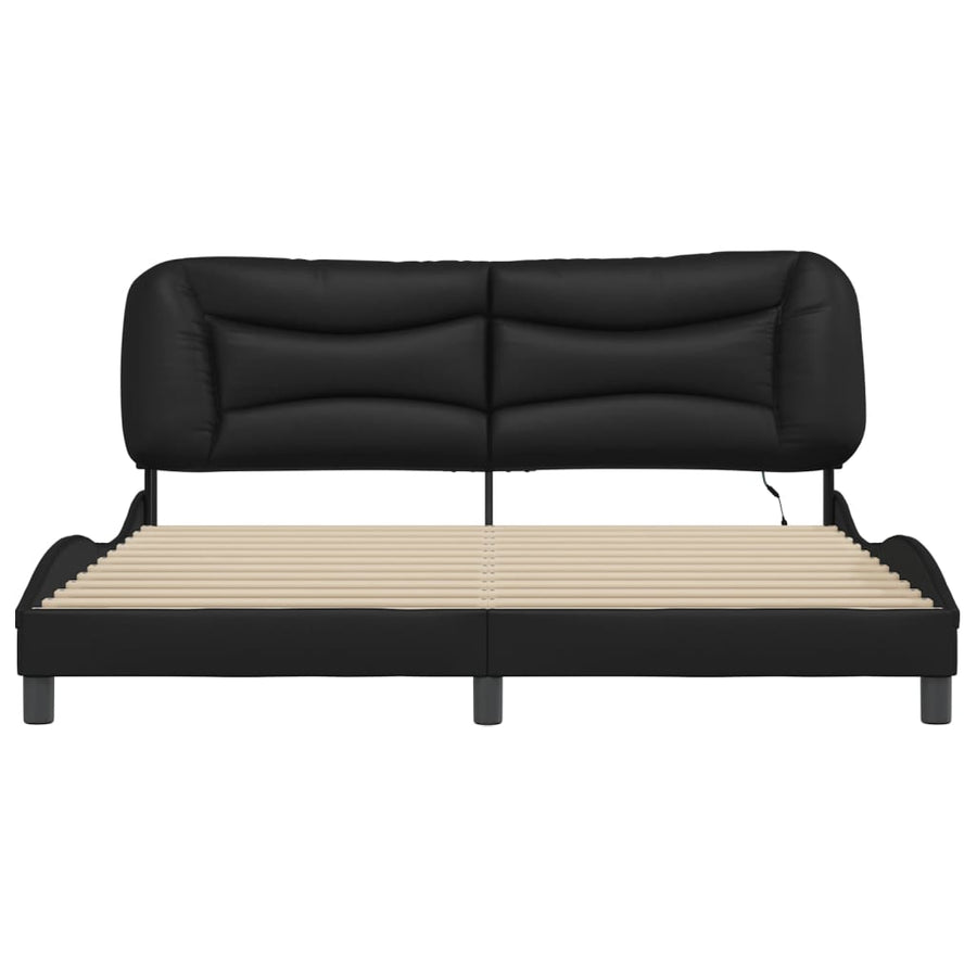Bedframe met LED-verlichting kunstleer zwart 180x200 cm