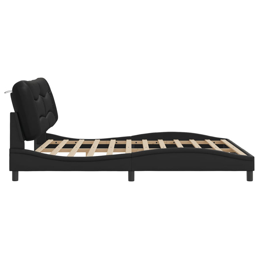Bedframe met LED-verlichting kunstleer zwart 180x200 cm