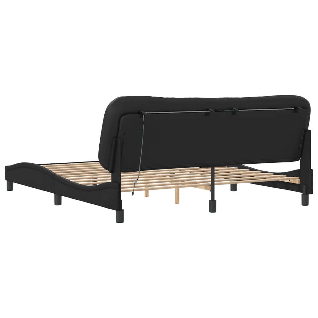 Bedframe met LED-verlichting kunstleer zwart 180x200 cm