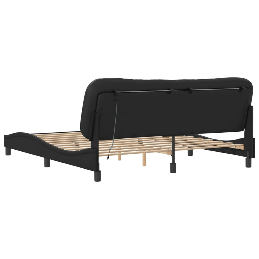 Bedframe met LED-verlichting kunstleer zwart 180x200 cm
