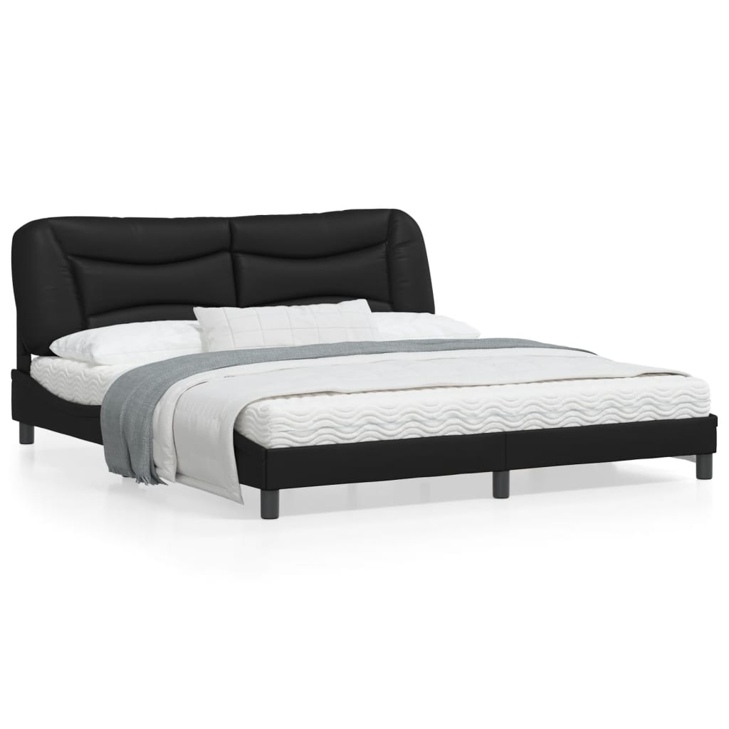 Bedframe met LED-verlichting kunstleer zwart 180x200 cm
