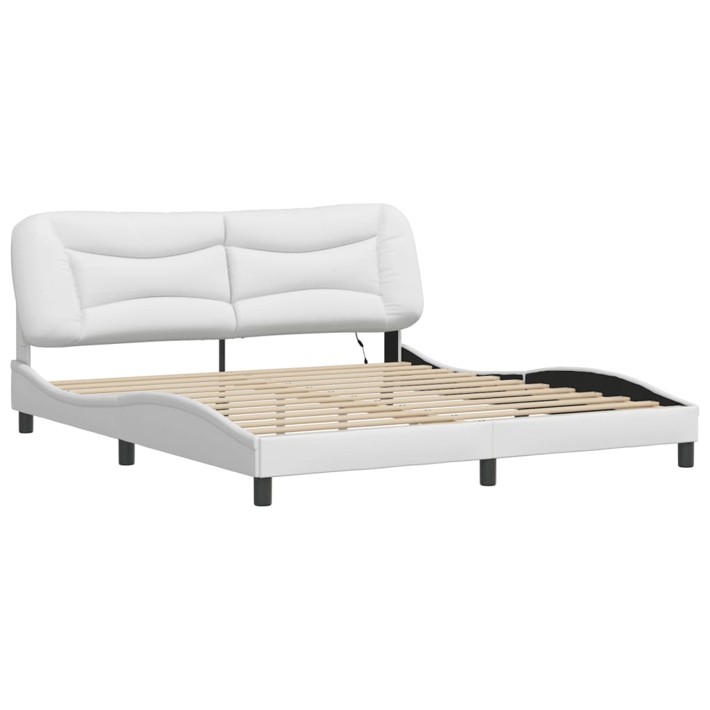 Bedframe met LED-verlichting kunstleer wit 180x200 cm