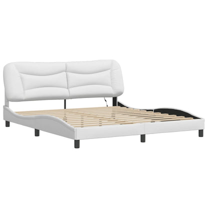 Bedframe met LED-verlichting kunstleer wit 180x200 cm