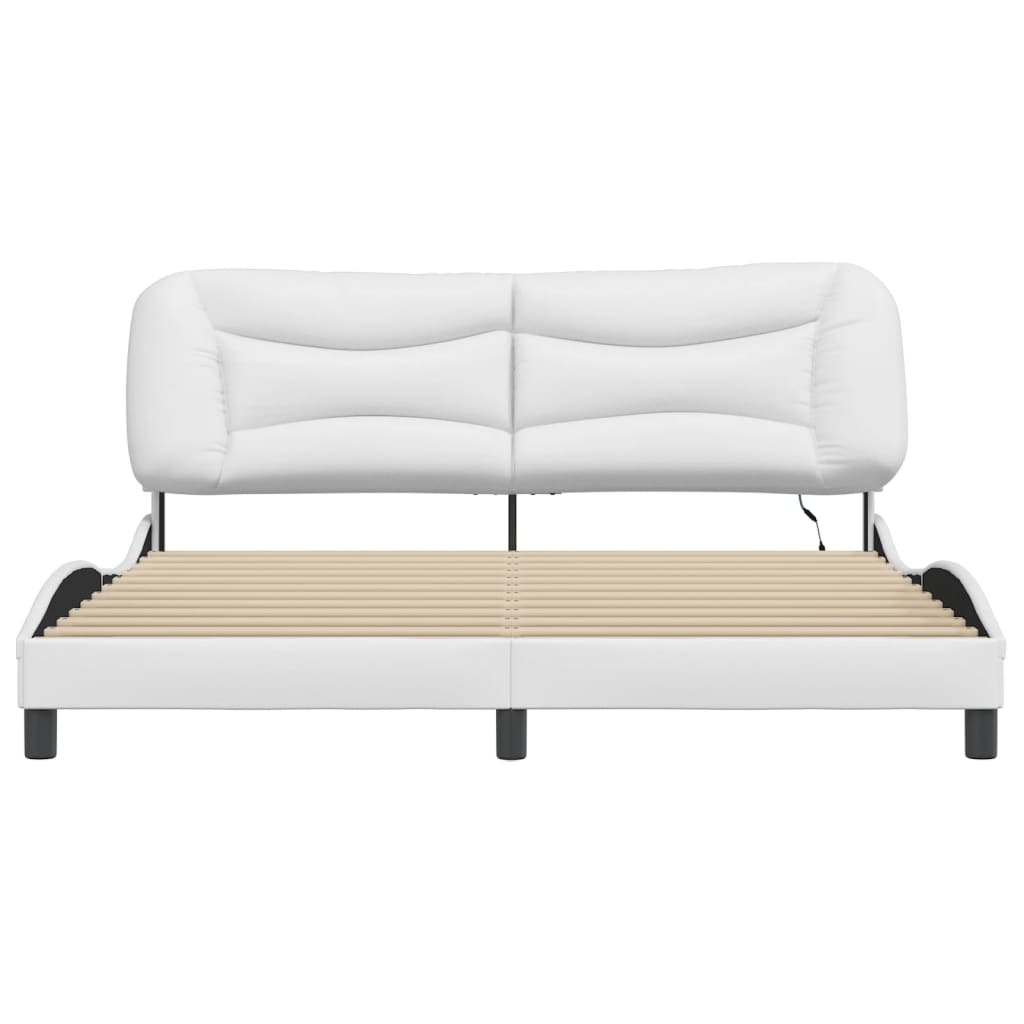 Bedframe met LED-verlichting kunstleer wit 180x200 cm