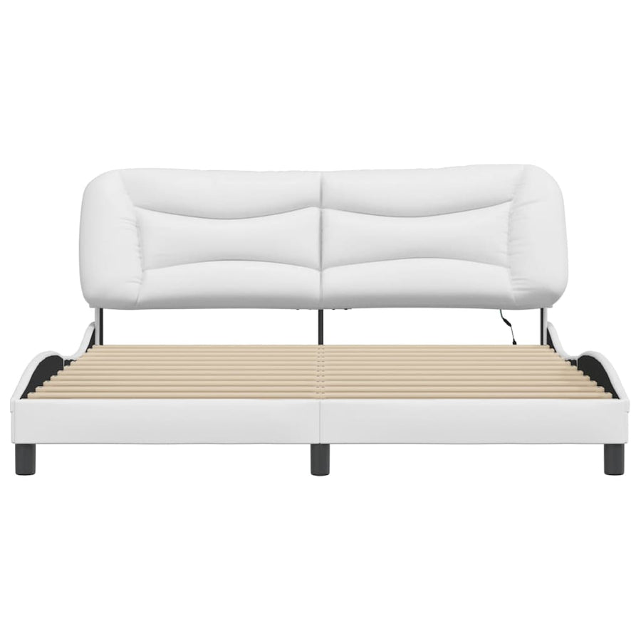 Bedframe met LED-verlichting kunstleer wit 180x200 cm