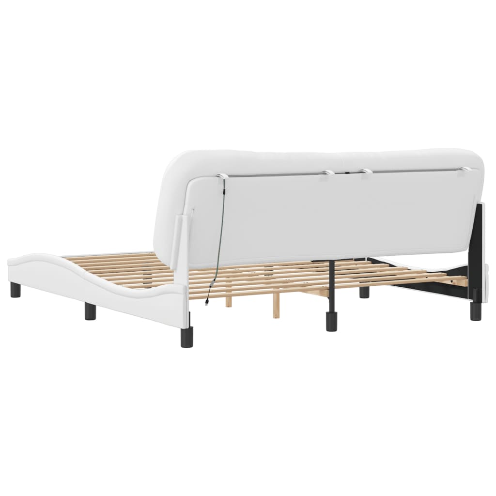 Bedframe met LED-verlichting kunstleer wit 180x200 cm