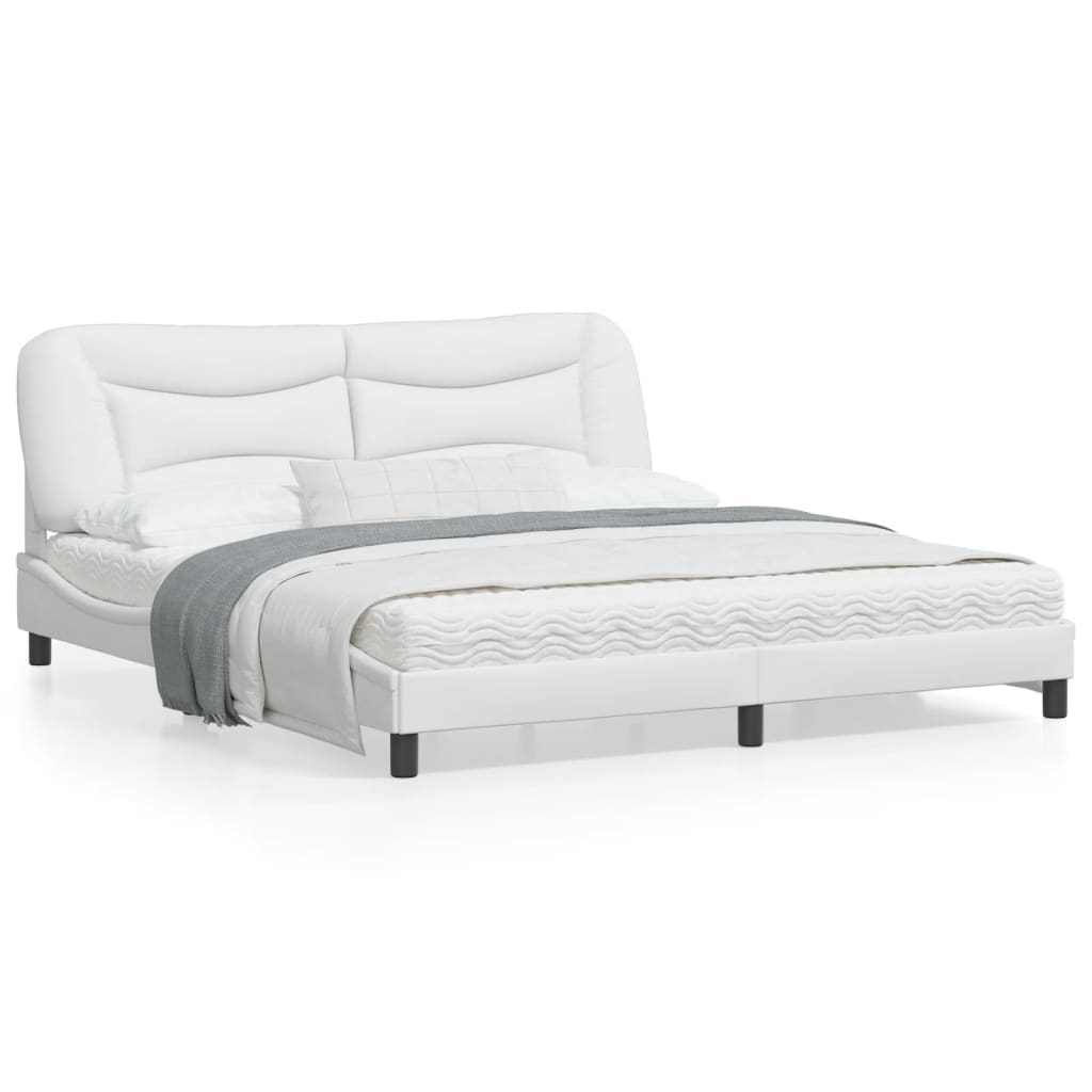Bedframe met LED-verlichting kunstleer wit 180x200 cm