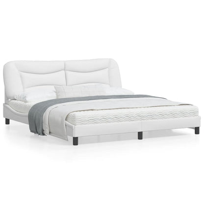 Bedframe met LED-verlichting kunstleer wit 180x200 cm