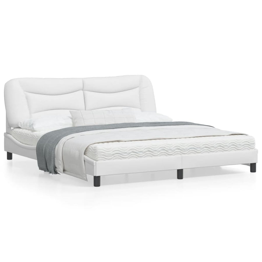 Bedframe met LED-verlichting kunstleer wit 180x200 cm