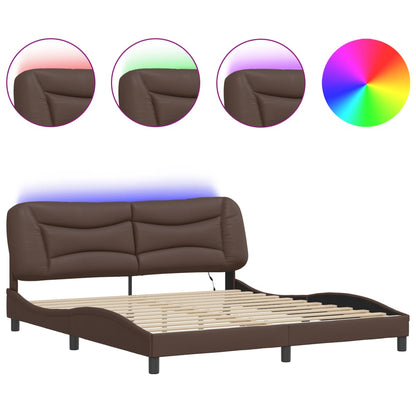 Bedframe met LED-verlichting kunstleer bruin 180x200 cm
