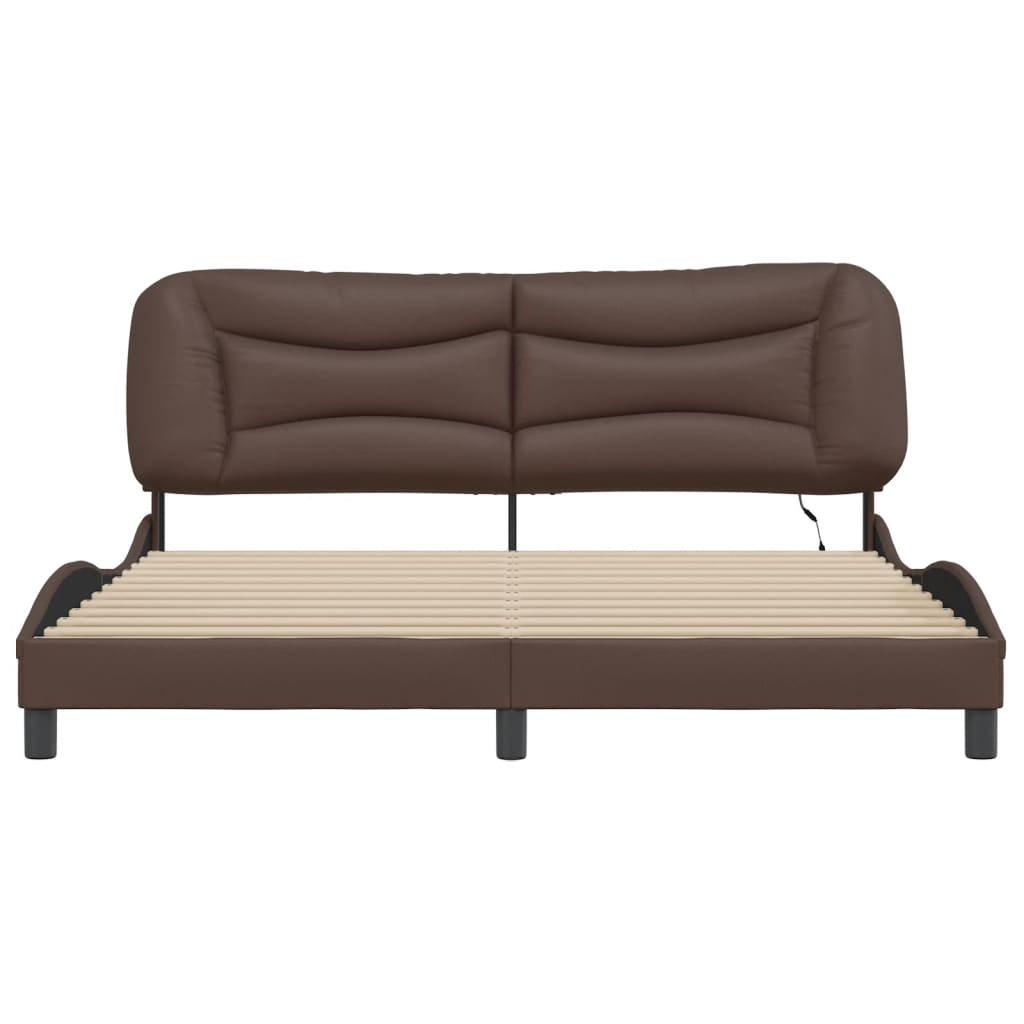 Bedframe met LED-verlichting kunstleer bruin 180x200 cm