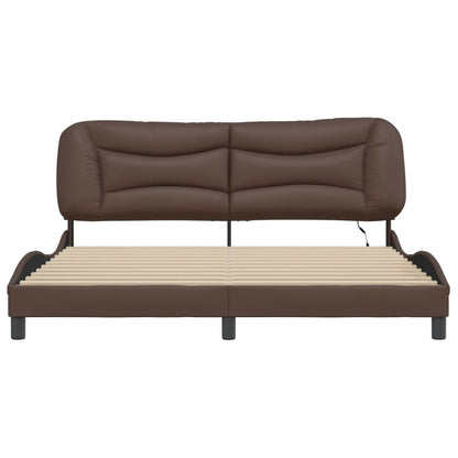 Bedframe met LED-verlichting kunstleer bruin 180x200 cm
