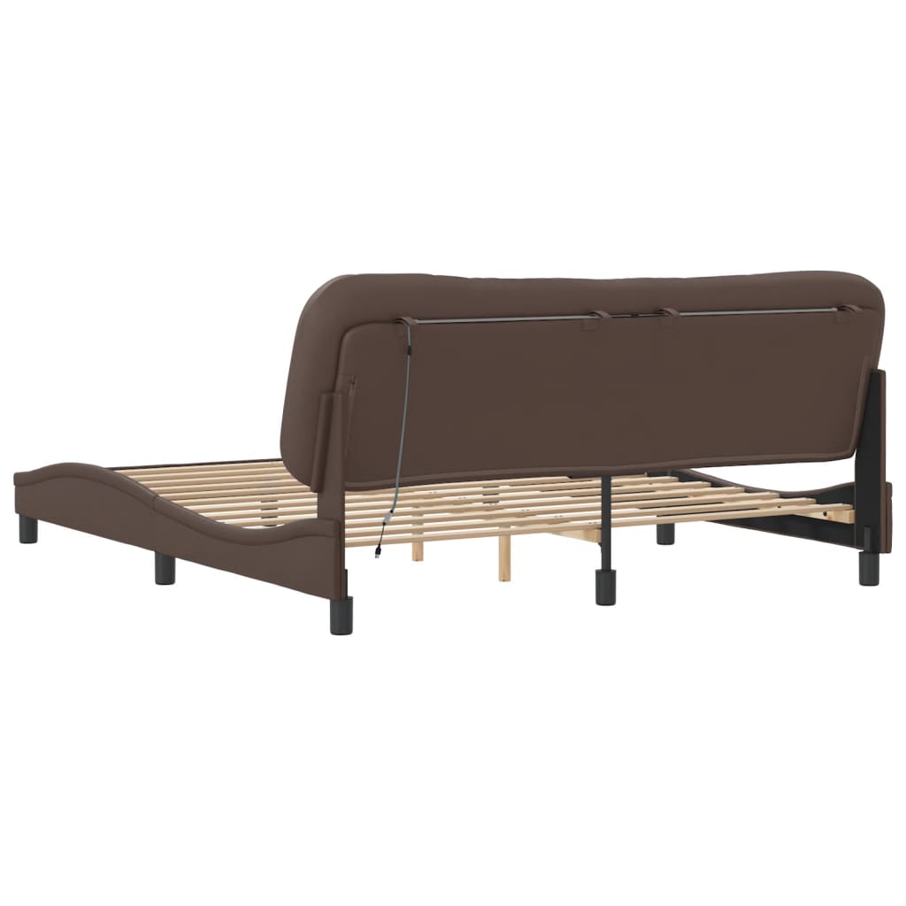 Bedframe met LED-verlichting kunstleer bruin 180x200 cm