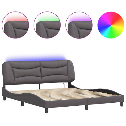 Bedframe met LED-verlichting kunstleer zwart 180x200 cm