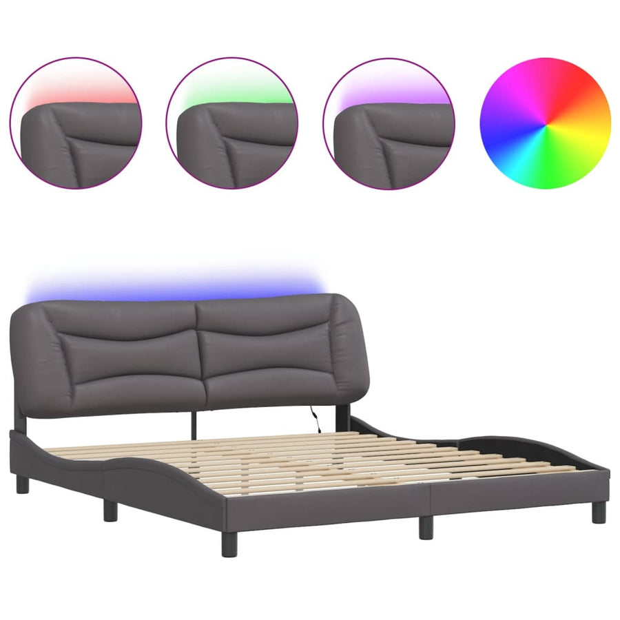 Bedframe met LED-verlichting kunstleer zwart 180x200 cm