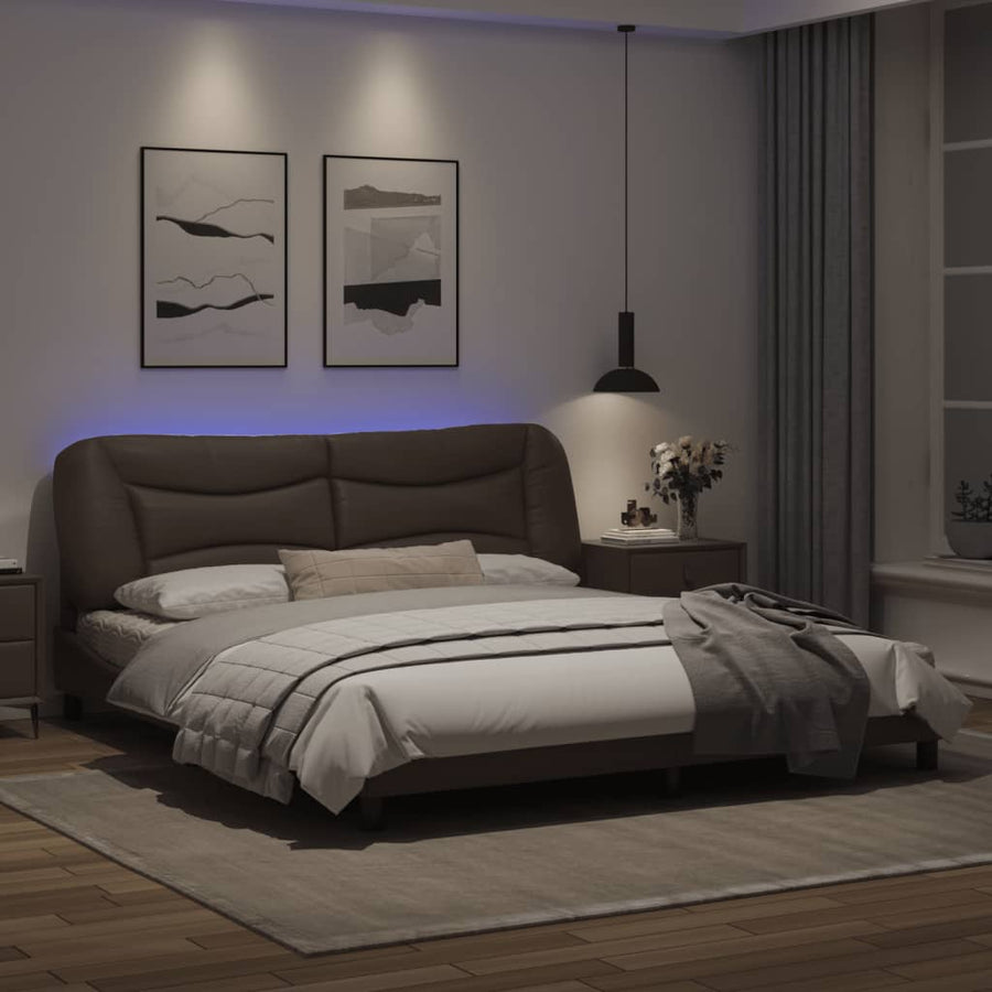 Bedframe met LED-verlichting kunstleer zwart 180x200 cm
