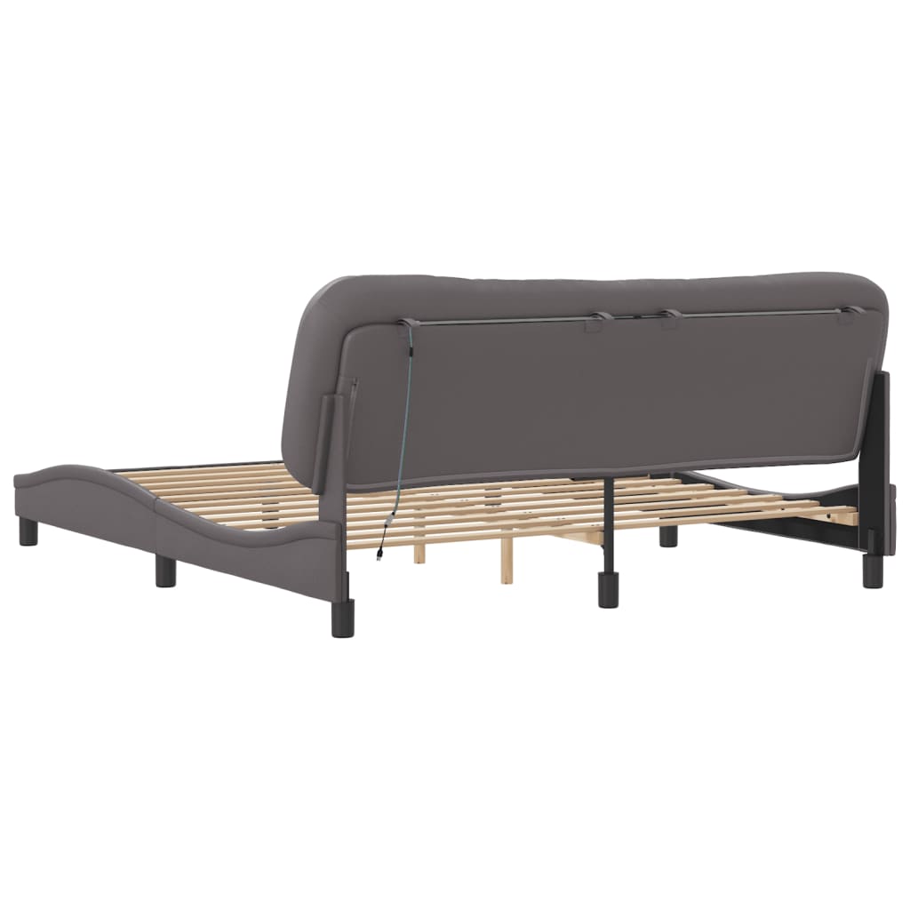 Bedframe met LED-verlichting kunstleer zwart 180x200 cm