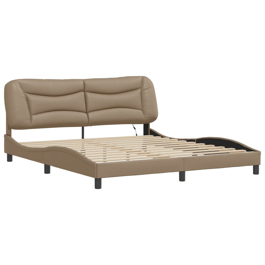 Bedframe met LED-verlichting kunstleer cappuccino 180x200 cm
